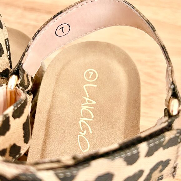 Women's US 7 Leopard Print Strapppy Platform Espadrille Summer Sandals NIB - Picture 7 of 8